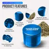 Santa Cruz Shredder Herbal Grinder 3-stycksuppsättning, medium 2 1/8 tum (cirka 6,3 cm) Premiumhandtag och aluminium (blå)