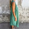 Casual Dresses Solid Color Sleeveless Midi Dress 2024 Summer Ladies Street Vest Holiday Women Button Pocket Loose Beach