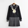 Uniforme scolastica giapponese per le ragazze Sweet Lolita Sailor Uniformi coreane Cosplay Lg Camicia a maniche Gonna a pieghe Set studente d5Ed #