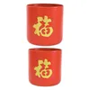 Vasi 2 pezzi Decorazione dell'anno cinese Vaso da fiori Decorazione tradizionale del vaso con carattere Fu per mensola Desktop Soggiorno Casa