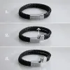 Braccialetti inossidabile data personalizzata in pelle uomini braccialetti personalizzati nome bracciale gioiello regalo per la festa del papà per fidanzato braccialetti