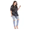 european And American Women's Loose Short-Sleeved T-Shirt Plus Size Women's Clothing Chubby Printed Chiff Shirt Big Size Top p63p#