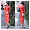 Kinesiska nyårskvinnor kläder LG Dr Red Chegsam Qipao Wedding Dr Pluss Size Woman Evening Silk Satin Drag Phoenix F2W1#