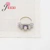 Klusterringar trendiga 925 sterling silver uttalande ring lila kubik zirkon opal sten kvinnor finger tillbehör smycken toppkvalitet