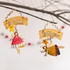 Party Supplies YO-4 PCS Vintage Retro Weihnachtsengel Puppe Dekoration Willkommen Tür Hängeplatte Holzschild Anhänger Weihnachten Home Decor