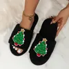 Slippers Christmas Tree Warm Winter Cotton Slipper Lovers Men And Women Thick Soft Sole Shoes Thickened Non-slip Flat Footwear