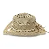 Angelica Handwoven Western Cowboy Hat Salty Grass Natural Straw Sun Visor for Women Men Fashionable with Belt 240326