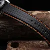 Band 18mm 20mm 22mm 24mm Band Carbon Fiber Strap With Red Stitched + Leather Foder rostfritt stål CLASP BAND H240330