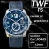 TWF F5 Calibre De Dive WSCA0011 Cal 1904-PS MC Automatic Mens Watch Super Luminous Ceramic Bezel Roman Mark Blue Dial Rubber Watch271I