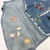 Giacche Gilet di jeans per bambina Gilet di cotone con ricamo in pizzo carino Gilet per bambini Abbigliamento per bambini Capispalla