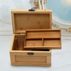 Jewelry Pouches Wooden Box Treasure Chest Bamboo Holder Storage For Art