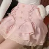 Japonais lolita kawaii vêtements rose mini jupe avec short dentelle taille haute style coréen femmes 2024 automne jupe blanche moelleuse 240315