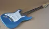 Guitare électrique bleu métallisé pour gaucher, avec touche en palissandre, Pickguard blanc, peut être personnalisé sur demande 6877450