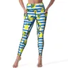 Leggings pour femmes, imprimé citron jaune, motif de fruits aquarelle, pantalon de Yoga taille haute, drôle, extensible, imprimé dame