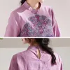 Cinese tradizionale etnico Dr Top da donna Cott e canapa Chegsam Letteratura e arte Retro ricami Camicie Primavera corta 7690 #