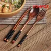 Spoons 1/2/4PCS Environmental Protection Fork Handmade Lunch Fashionable Long-handled Cutlery Set Portable Convenient Long Handle