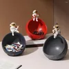 Decorative Figurines Key Storage Bowl Resin Figurine Candy Dish Jewelry Holder For Home Entryway Table Decor