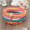 Pulseras Heishi con cuentas Conjunto de cuentas Hilos Arco iris Oro Amor Corazón Encanto Estiramiento 4 mm Arcilla suave Apilable Pulseras Boho Gif Dhgarden Dhlme