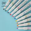 JIANWU 5PCSSet Mildliner Doubleended Markeerstiften Leuke Zachte Schuine Kop Student Schrijven Markeerstift Kawaii Briefpapier Leveringen 240319