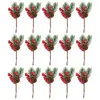 Декоративные цветы 12 шт. рождественские украшения искусственная сосновая шишка цветочные подборки украшают зеленые иглы ягоды для ветки дерева стебель цветка