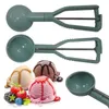 Baking Moulds Stainless Steel Ice Cream Scoop Creative Green Durable Dessert Spoon Easy To Clean Reboundable Plastic Cookie Home