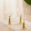 Weingläser, 1/2/3 Stück, Cocktail-Champagner-Rot-Set, gute Glaswaren, Flöten, hohes, langes, glitzerndes Stielglas, Gold