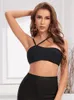 Women's Tanks BEAUKEY Black Super Mini Halter Bandage Kitted Crop Tops Bustier Asymmetrical Camis Vest High Street Lady