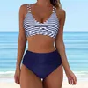 Vintage High Waisted Brief Two Piece Bikini Set Ruched Swim Suit Women Push Up Y2k Swimwear Luxury Cover Spring Summer Beach 240321