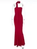 Casual Dresses Trägerloses langes Frauen-Sommer-Abendkleid mit Schal aus der Schulter, rückenfrei, figurbetontes Kleid, weiblich, elegante Party-Vestidos