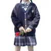 Cardigan de malha College Style Japonês JK Uniforme Azul Lg Manga Suéter Bordado Estudante Coreano Solto Escola Meninas Uniforme e2bm #