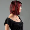 Peruki HairJoy syntetyczne włosy czarny czerwony mieszany krótka prosta peruka dla kobiet