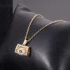 Micro-inlaid zircon necklace women's real gold color plated handbag design sense collar chain female lobster buckle