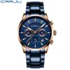 CWP 2021 CRRJU Business Men Watch Mode Bleu Chronographe En Acier Inoxydable Montre-Bracelet Casual Étanche Horloge relogio masculi332a