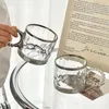 Vinglas Personliga silverpärlade mugg stora öron muggar isade amerikanska latte kaffekoppar high-end glas vatten kopp hem verktyg