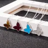 Designer Brand Van S925 Pure Silver Shell Butterfly Pendant for Womens Fashion Classic collarbone Chain Inlaid with White Fritillaria Non fading Necklace