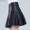 Skirts Skorts Leather High Waist Skirt Mini Sexy Short Black Sash Elegant Skirts Women Faux Harajuku Vintage Korean Fashion Clothing 240330