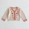 Vestes Enfant Bébé Filles Tricot Cardigan Fleur Broderie Automne Hiver Infantile Fille Pull Manteaux Drop Livraison Enfants Matern Dh6Ks