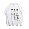 T-shirt da donna Alberi di moda coreana Modello disegnato a mano Uomo Donna Streetwear T-shirt oversize in cotone bianco T-shirt estiva Vintage Y2k Top