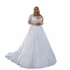 Jeheth Classic Satin Wedding Dres for Women 2023 Bride LG Sweevees Disticique Bride Bride بالإضافة إلى حجم A-Line Vestidos de Novia F6XD#