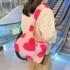 Розовые сумки с принтом в форме сердца для женщин Мягкие плюшевые сумки на ремне Женская дорожная сумка большой емкости Осень-зима Теплые пушистые сумки Z7Hw #