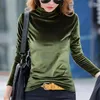 Women's Blouses Autumn And Winter Half High Neck Gold Velvet Ladies Shirt Korean Warm Bottoming T-shirt Top