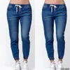 Casual Jogger Pants Elastic Sexy Skinny Pencil Jeans For Women Leggings Jeans High Waist Womens Denim Drawstring Pants 240319