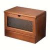 1pc Vintage Wooden Cosmetic with Mirror for Home, Large Capacity Desktop Perfume Box, Wood Cosmetics Skincare Products Storage Box