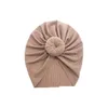 Beanie/Skull Caps Solid Color Knotted Hats For Baby Girl Beanie Bow Headband Indian Turban Bonnet Head Accessories Kids Hija Dhgarden Dhkdu