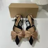 Traf Fashion Bow High Heeled Pumps for Elegant Plainted Toe Slingback Heels Stileettos Sandals 2024 Luxury Shoes 240322