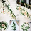 装飾的な花の家の装飾diyガーランドぶら下がっている屋外の偽の葉の結婚式のパーティー緑の柔軟なPO小道具人工柳のつる