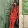 Podstawowe sukienki swobodne Upadek Maxi Sukienka dla kobiet 2023 Modna Bodycon Slim Chifon Red Print Party Eleganckie Vestidos Drop dhciz