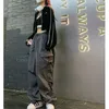 Spodnie towarowe kobiety retro odzież roboczą swobodne workowate proste spodnie mody szerokie kieszenie na nogi joggery spodnie Y2K Streetwear 240322
