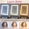 Specchio per trucco illuminato, specchio da trucco con luci Smart Touch Screen, specchi cosmetici da tavolo con struttura in metallo con rotazione di 180°, specchio rettangolare (bianco)