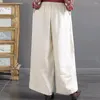 Pantaloni da donna Pantaloni larghi da donna in stile cinese a gamba larga con tasche per vita elastica, design retrò e vestibilità ampia